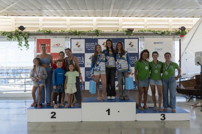 Irene Tamayo Báez, Claudia Concepción y Xana Fulda, ganadoras de la Regata de la Mujer