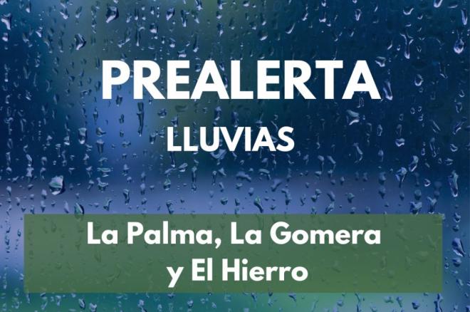 Prealerta por lluvia en La Palma, La Gomera y El Hierro