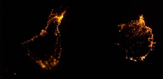 Tenerife y Gran Canaria desde la Estación Espacial Internacional