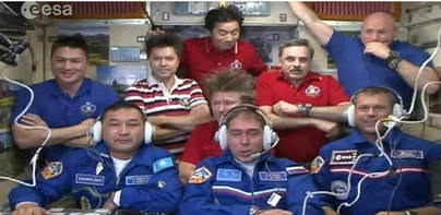 Nueve astronautas de cinco naciones, juntos en el espacio